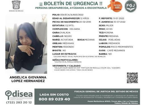 ¡ÚLTIMA HORA! Encuentran a Angélica Giovanna desaparecida en Ecatepec